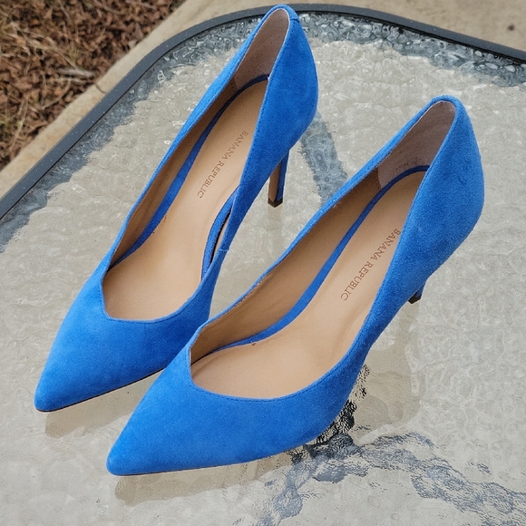 Banana Republic Bright Cobalt Blue Suede Pointed-Toe Pumps - Picture 14 of 17